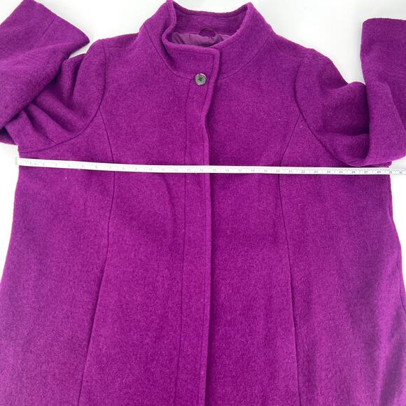 Lands End Womens Fuchsia Boiled Wool Blend Button Up Lined Coat Size 26 W NEW - Picture 6 of 9